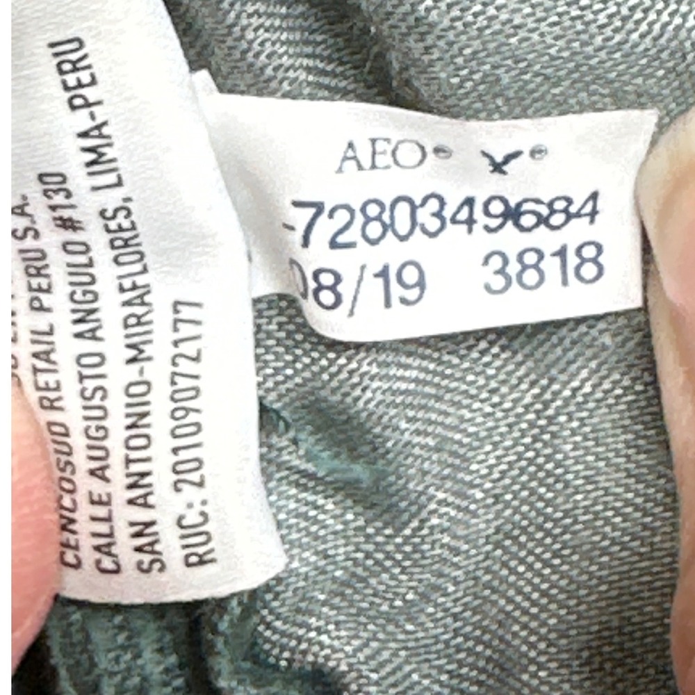 American Eagle Women's Green Corduroy Mom Jeans Super Stretch‎ Size 10 Regular - Picture 6 of 6